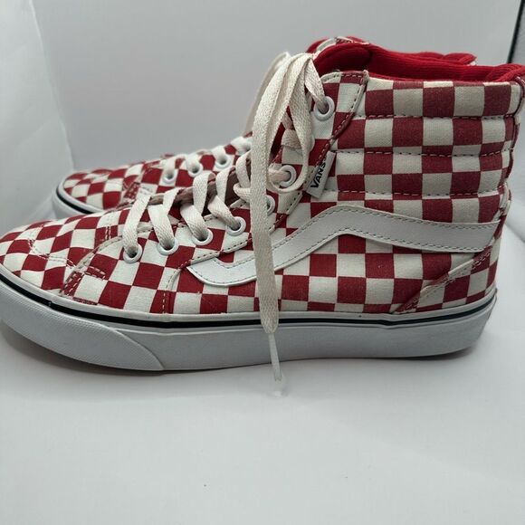 Vans Women’s Red and White Checkered High-Top Sneakers Size 8 - Picture 4 of 8